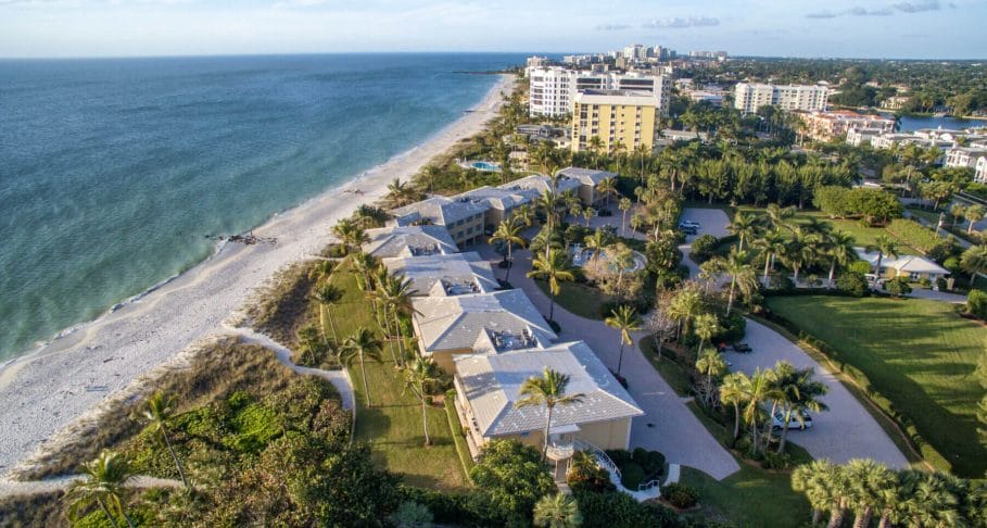 Aerial view of Naples Beach, Florida.