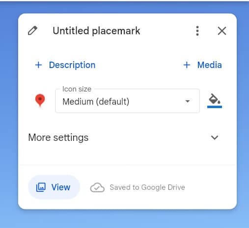 Google Earth custom placemark settings