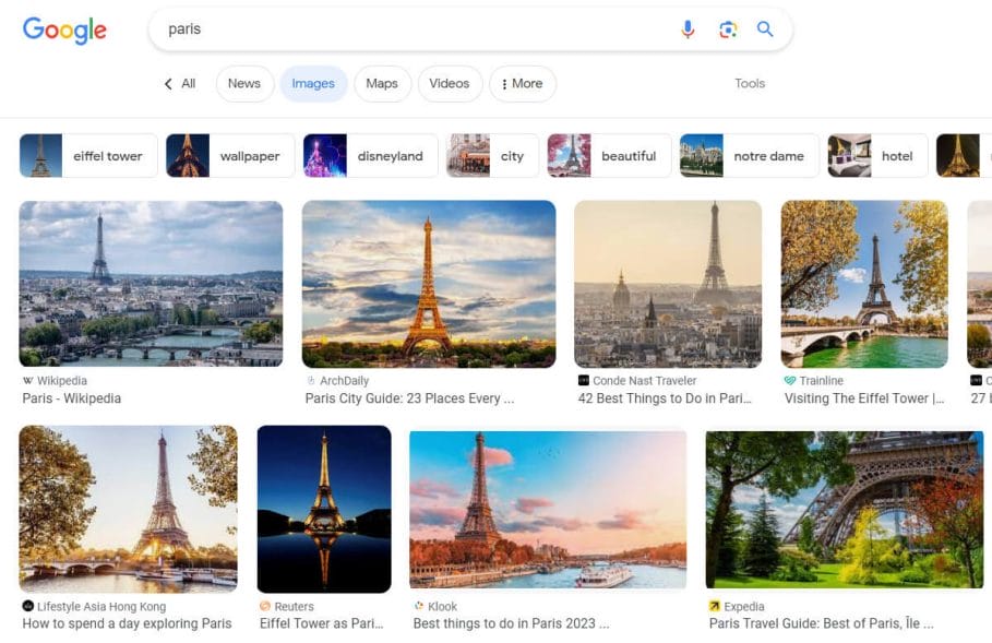Google Image search for Paris