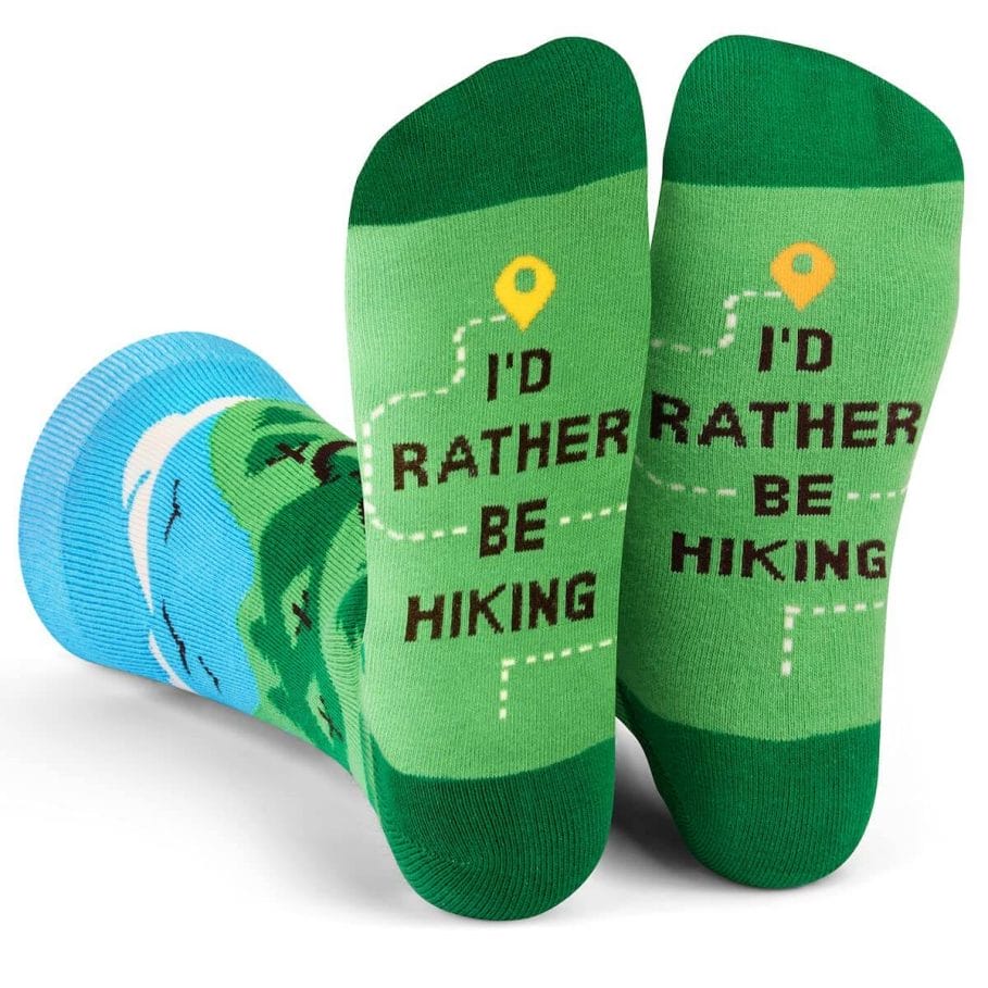 Lavley Outdoor Themed Socks for Men, Women & Teens - Funny Gifts For Camping, Biking, Hiking and More I'd Rather Be Hiking